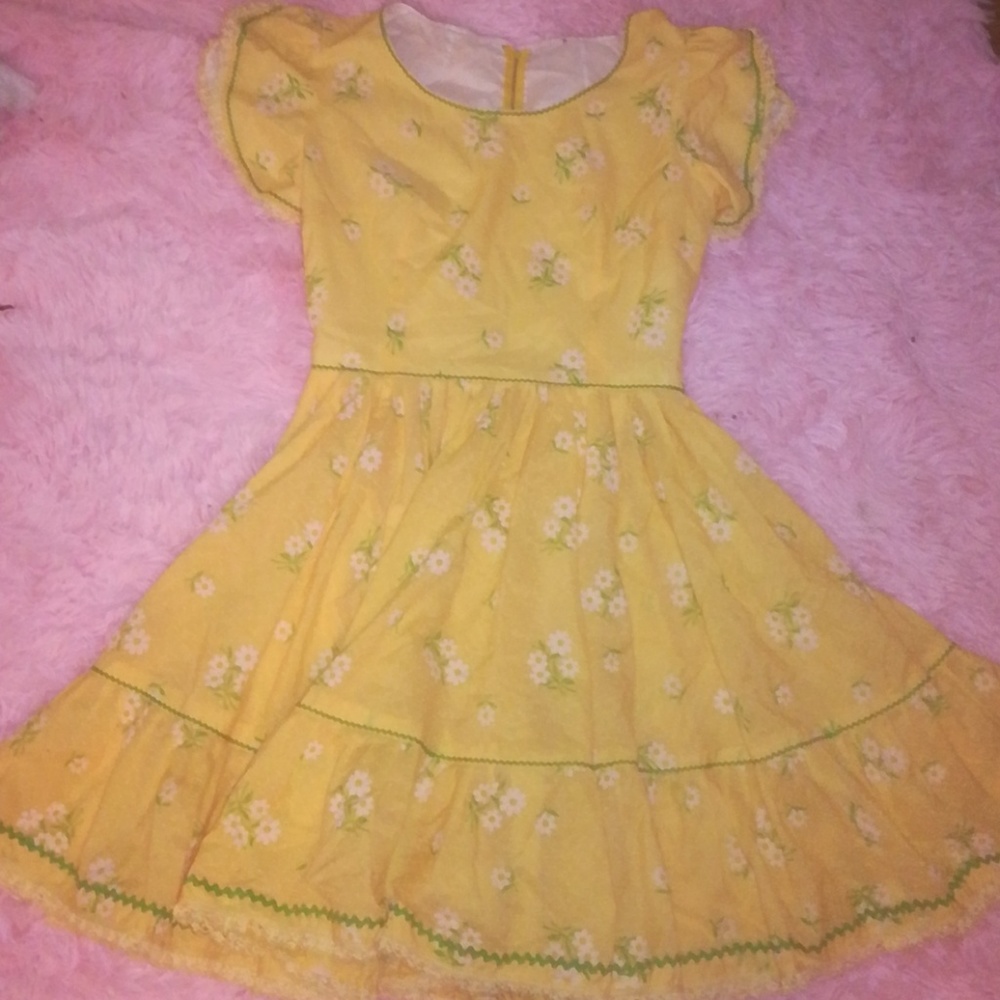 Vintage Daisy Flower Dress Size Large Medium